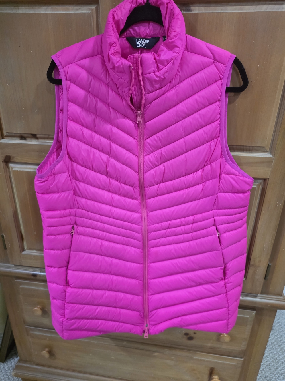 Lands' End Women's Hot Pink Packable Quilted Vest XL Petite